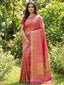 Rani Pink Floral Woven Lichi Banarasi Silk