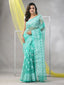 SKY BLUE SOFTCOTTON FLORAL JAMDANI SAREE