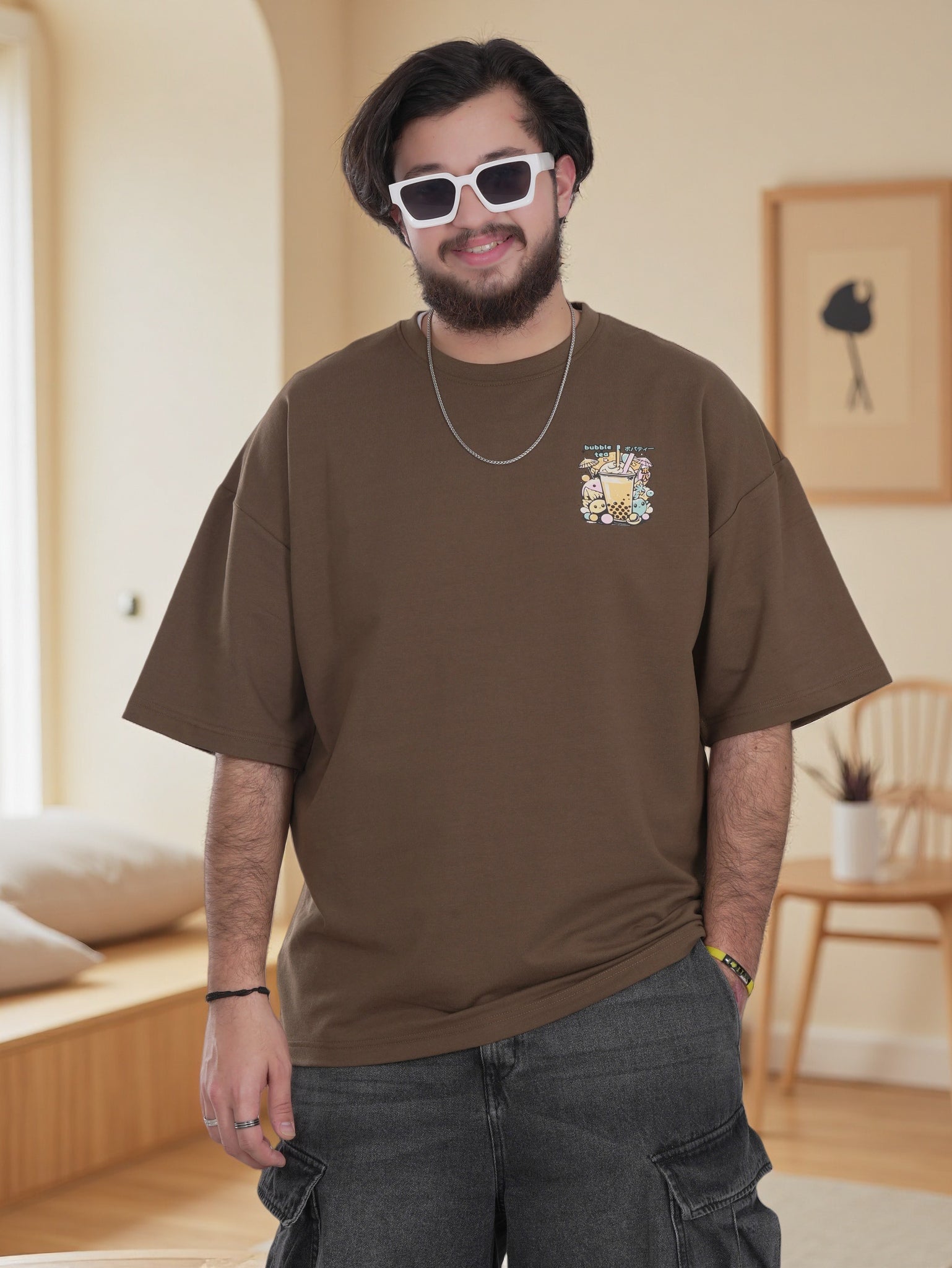 Mens Shirt with Bubble Tea Back Graphic Print Main image