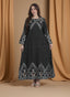Elegant Black Printed Maxi Dress for Women – Long Sleeve Modest Wear with Geometric & Ethnic Pattern
